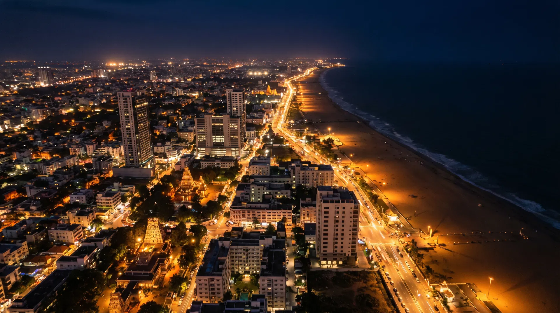 Chennai city skyline and roads